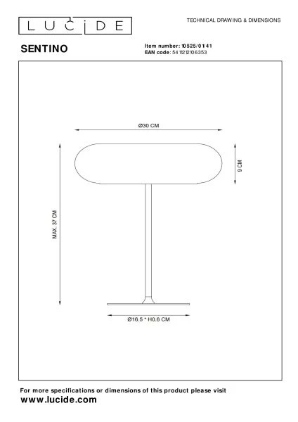 Lucide SENTINO - Tischlampe - Ø 30 cm - 3xG9 - Taupe - technisch